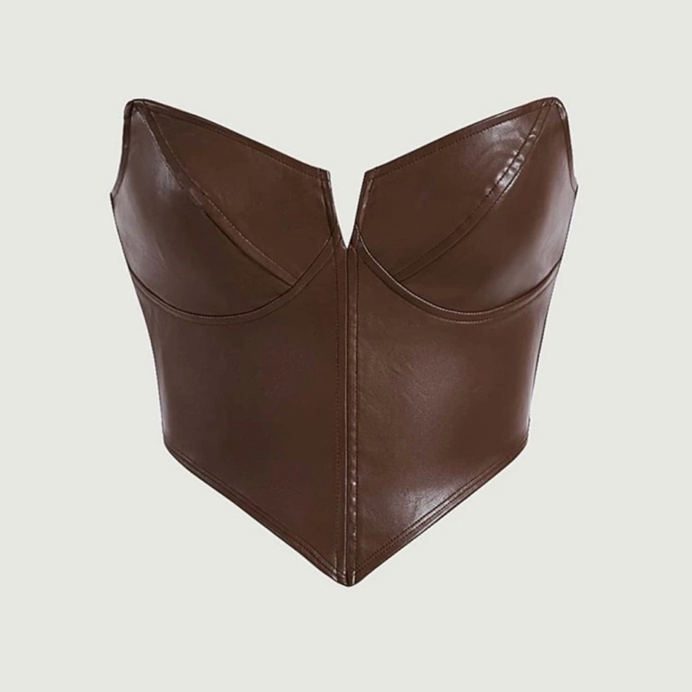 Solid PU Leather Tube Top